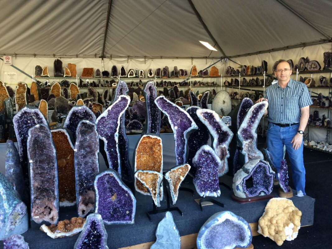 Amethyst from Uruguay at one of the many Satellite Mineral Shows in Tucson Amethyst from Uruguay at one of the many Satellite Mineral Shows in Tucson