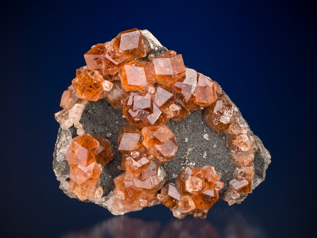Grossular Garnet Jeffrey Mine QC 13.3cm wide, xls to 2.5cm diam Grossular Garnet Jeffrey Mine QC