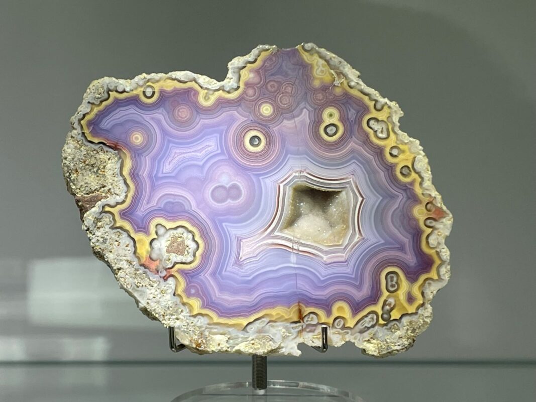 Polished Agate on Display at the 2024 Tucson Gem and Mineral Show Polished Agate on Display at the 2024 Tucson Gem and Mineral Show
